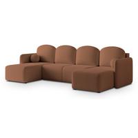 WOHNLANDSCHAFT NUBERO Kupferfarben Boucle-Stoff mit Schlaffunktion - Kupferfarben, Holz (285/85/143cm) - MASSENO