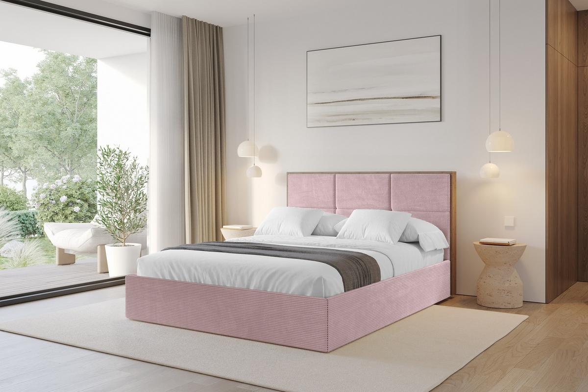 POLSTERBETT mit Bettkasten und Lattenrost, Boxbett ohne Matratze - LILA 140x200 Rosa - Rosa, Holzwerkstoff/Textil (140/200cm) - ALTDECOR