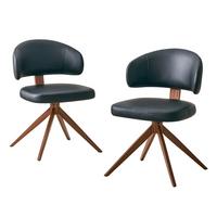 ESSZIMMERSTUHL Drehbar Schwarz PU-Leder mit Polsterung & Metallgestell - Schwarz, Leder (54.5/77/50.5cm) - Urban Meuble