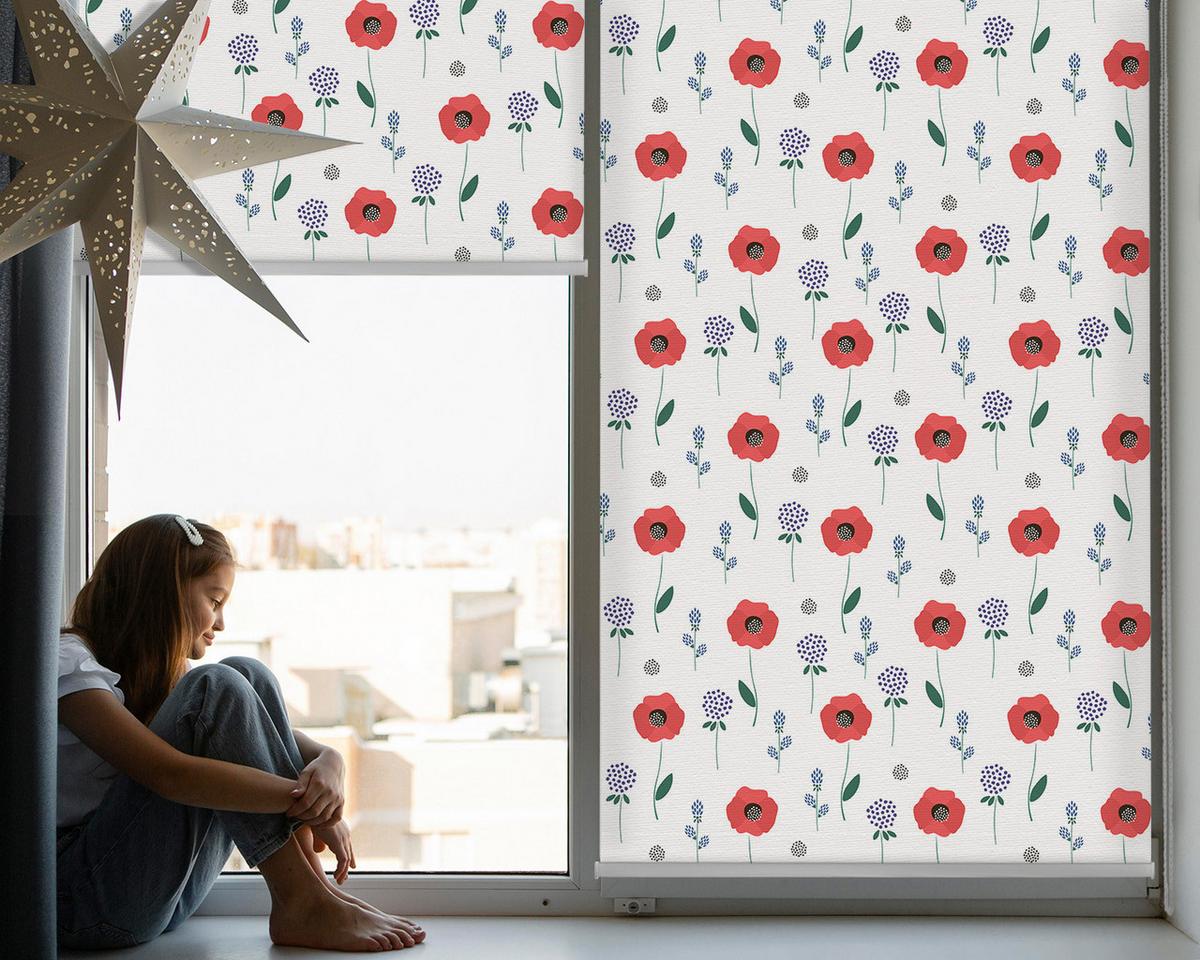 INNENROLLO - Fensterrollo - Rollo - 60x40 cm - Mohnblumen - Rot, Kunststoff (60/140/0.5cm) - TULUP