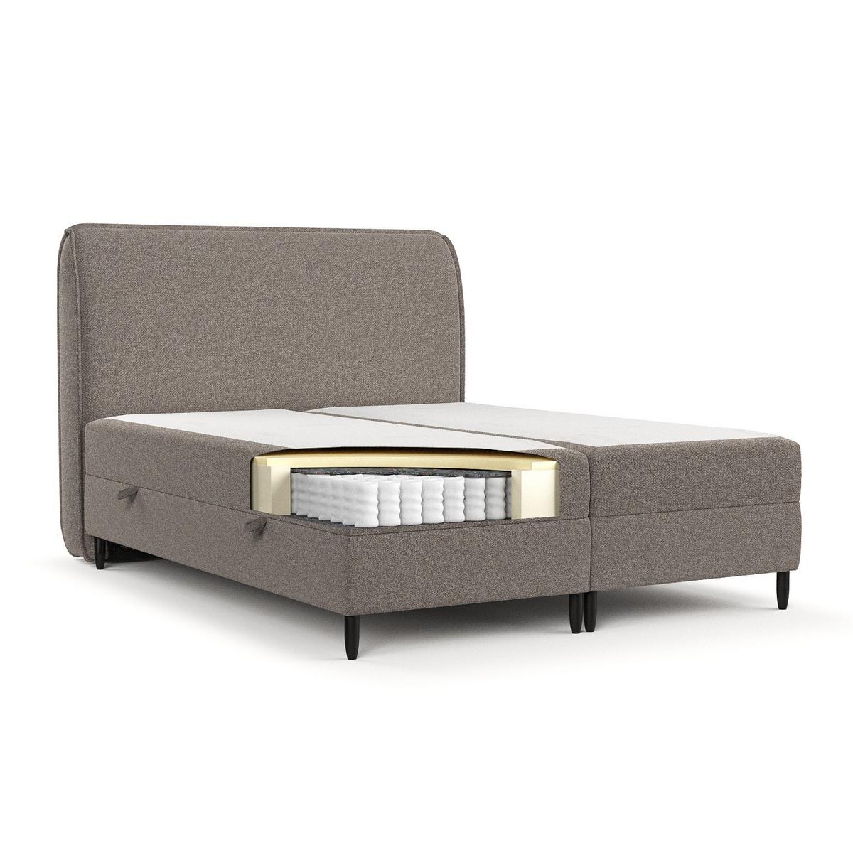 BOXBETT Lunaro 200/200 cm Beige im Bubble Stoff - Beige/Schwarz, Holz/Holzwerkstoff (200/200cm) - AltaBeds