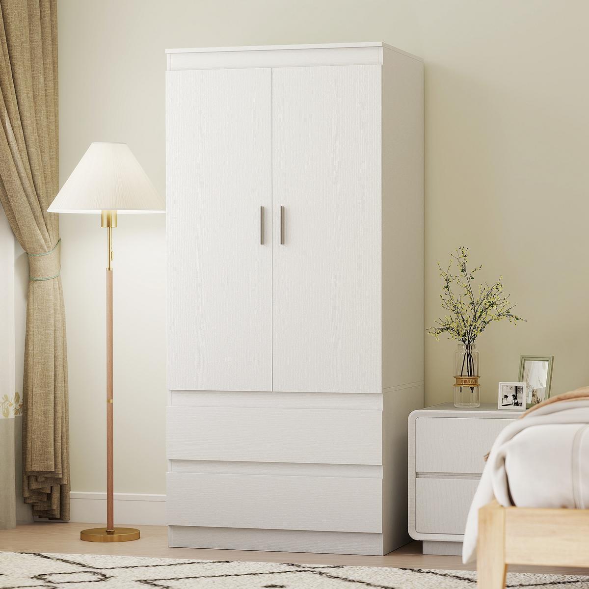 KLEIDERSCHRANK Spanplatte MDF Weiß - Weiß, Holzwerkstoff (55/177.5/80cm) - HOMCOM