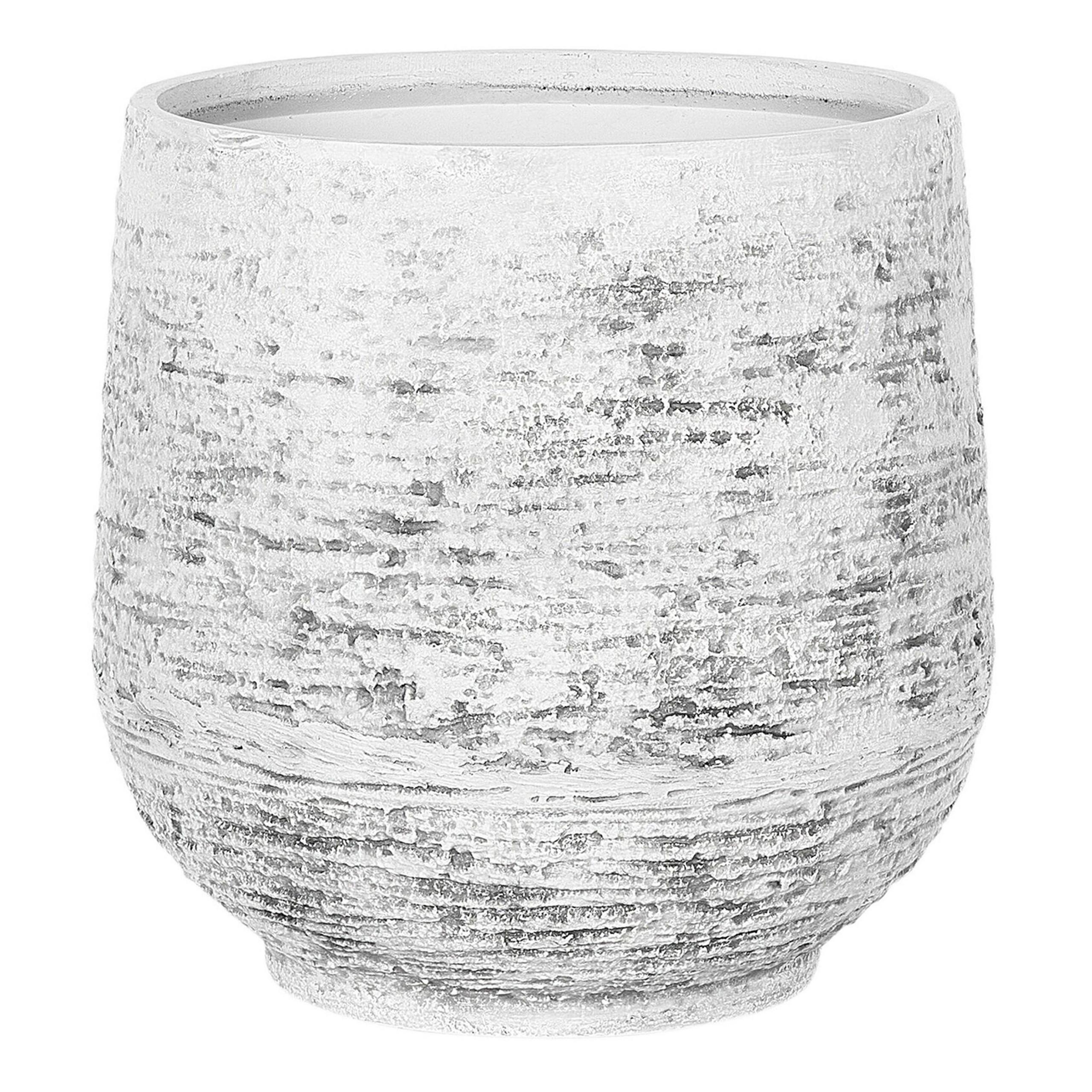 BLUMENTOPF hellgrau rund 32/32/37 cm Dioni - Hellgrau, Naturmaterialien (37cm) - Beliani