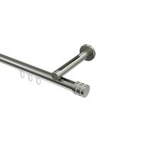 GARDINENSTANGE INNENLAUF Siteno Estana 260 cm (geteilt in 2 x 130 cm), 1-läufig, 20 mm Ø Edelstahl-Optik - Edelstahlfarben, Metall (260cm) - INTERDECO