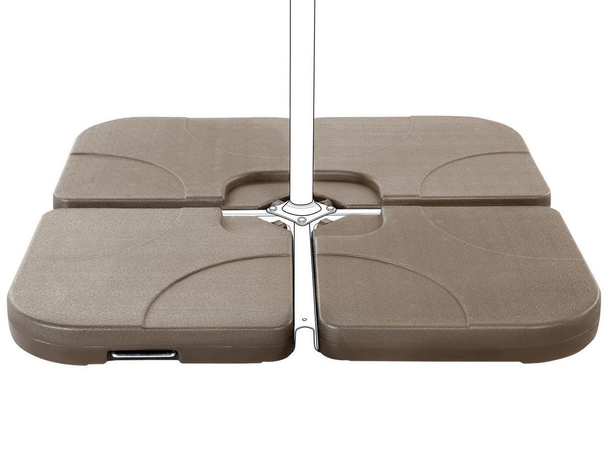 BESCHWERUNGSPLATTEN für Sonnenschirmständer braun 4 Stück befüllbar Caria - Braun, Textil (52/52cm) - Beliani