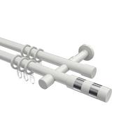 GARDINENSTANGE Prestige Mavell 240 cm (geteilt in 2 x 120 cm), 2-läufig, 20 mm Ø Weiß - Chromfarben/Weiß, Metall (240cm) - INTERDECO