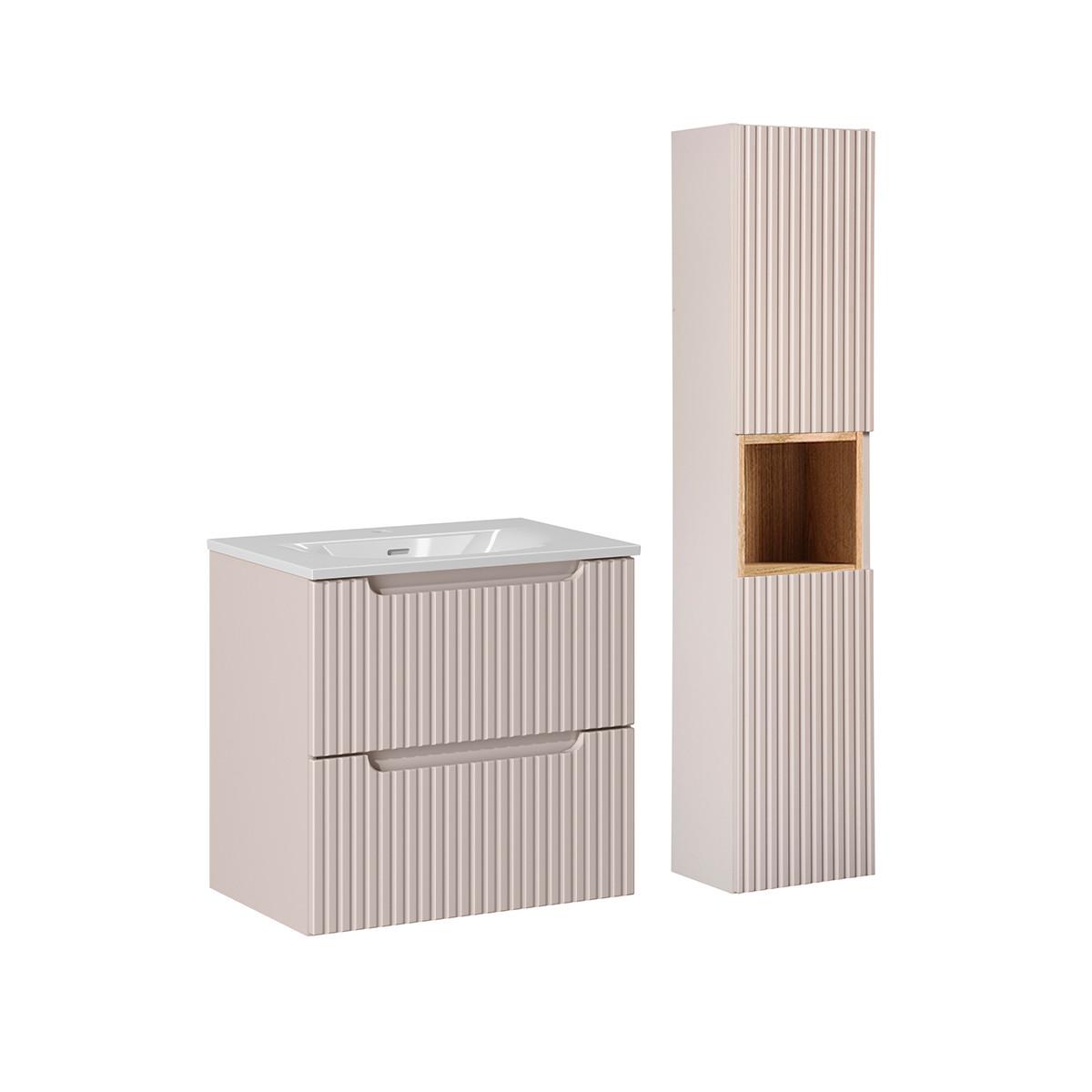 BADMÖBEL 60cm Riva 2er-Set Kaschmir - Beige, Holzwerkstoff (60/57/40cm) - Petits-meubles