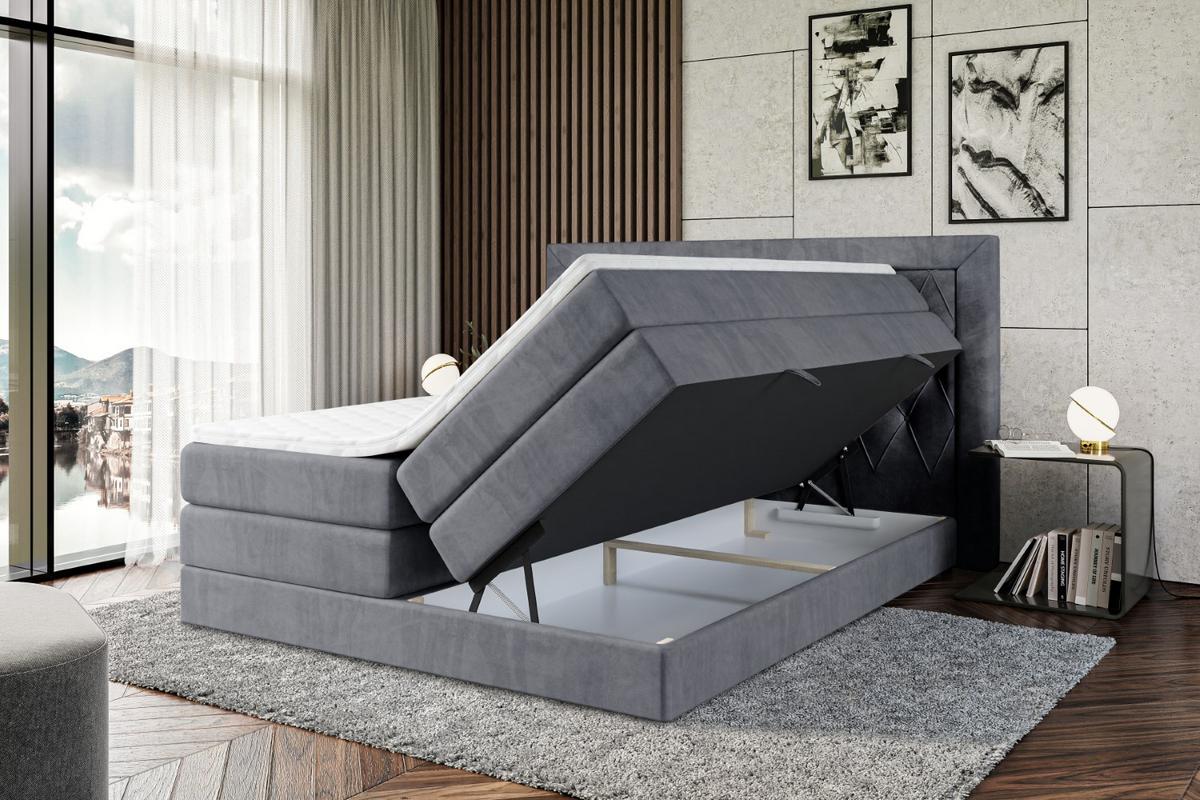BOXSPRINGBETT NOEL KING - 140 x 200 - H3/H4 - Dunkelgrau - Dunkelgrau, Holzwerkstoff (140/200cm) - ALTDECOR