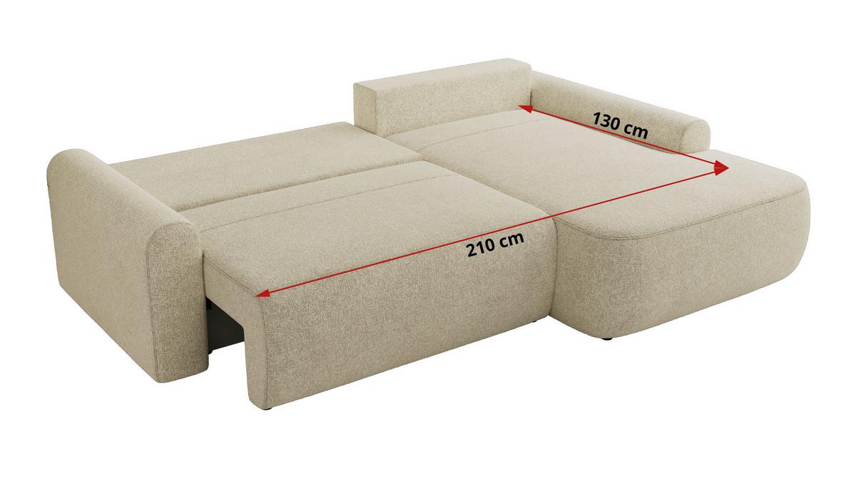ECKSCHLAFSOFA CUBO L Creme Struktur - rechts - Creme/Schwarz, Kunststoff/Textil (187/273cm) - MKS