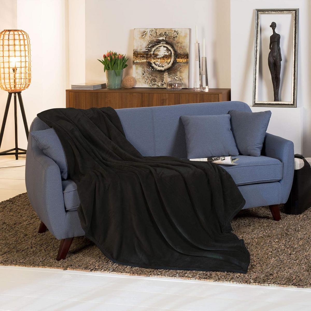 DECKE Aurelia 150/200 cm Schwarz - Schwarz, Textil (200/150cm) - Beautissu 
