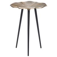 BEISTELLTISCH gold/schwarz Blattform 37 cm Pudur - Goldfarben/Schwarz, Metall (37/37/49cm) - Beliani