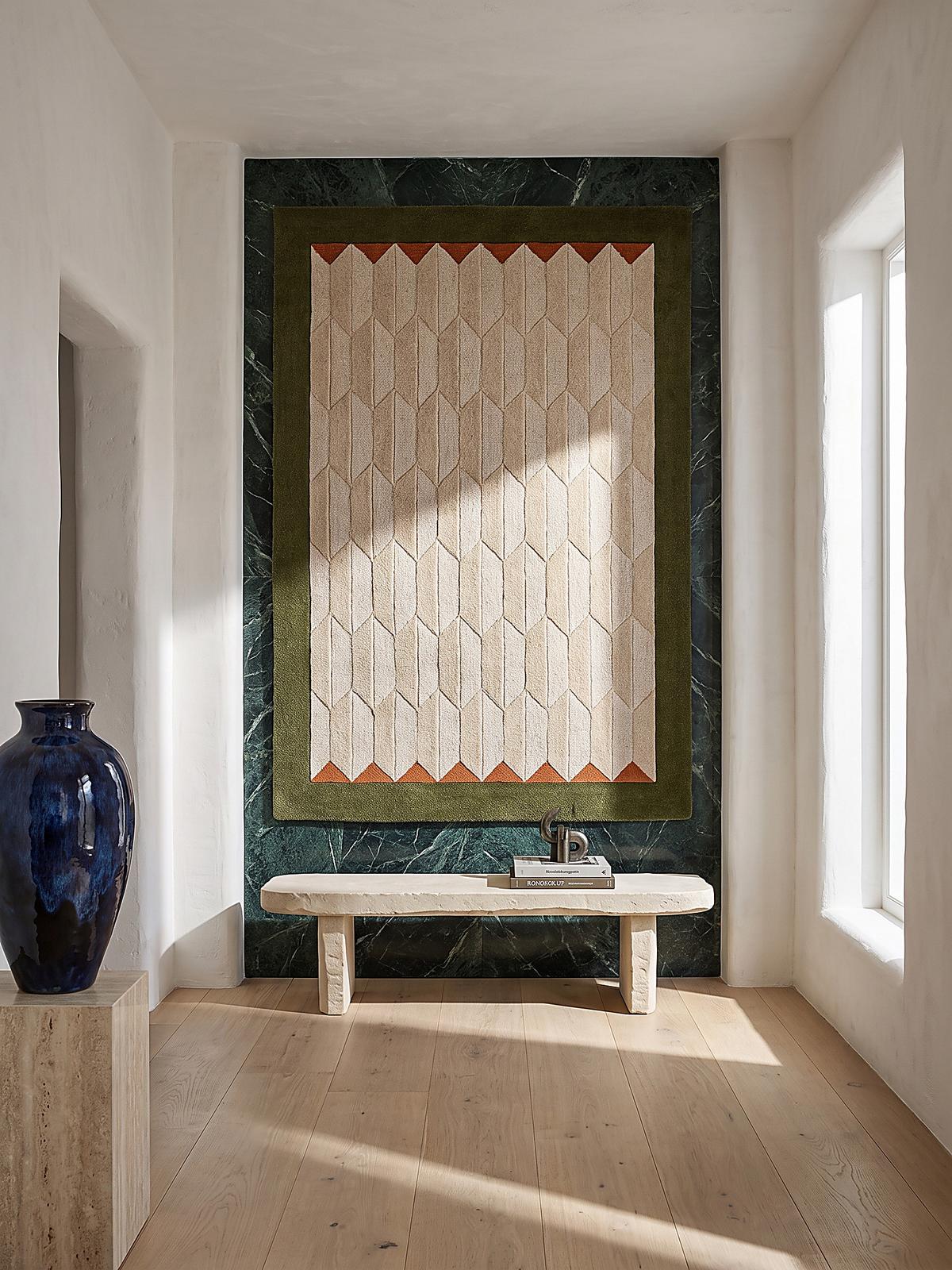 WOLLTEPPICH handgetuftet DARENT, Wabenmuster, Erdtöne-Grün, 160 x 230 cm - Grün, Textil (160/230cm) - KADIMA DESIGN