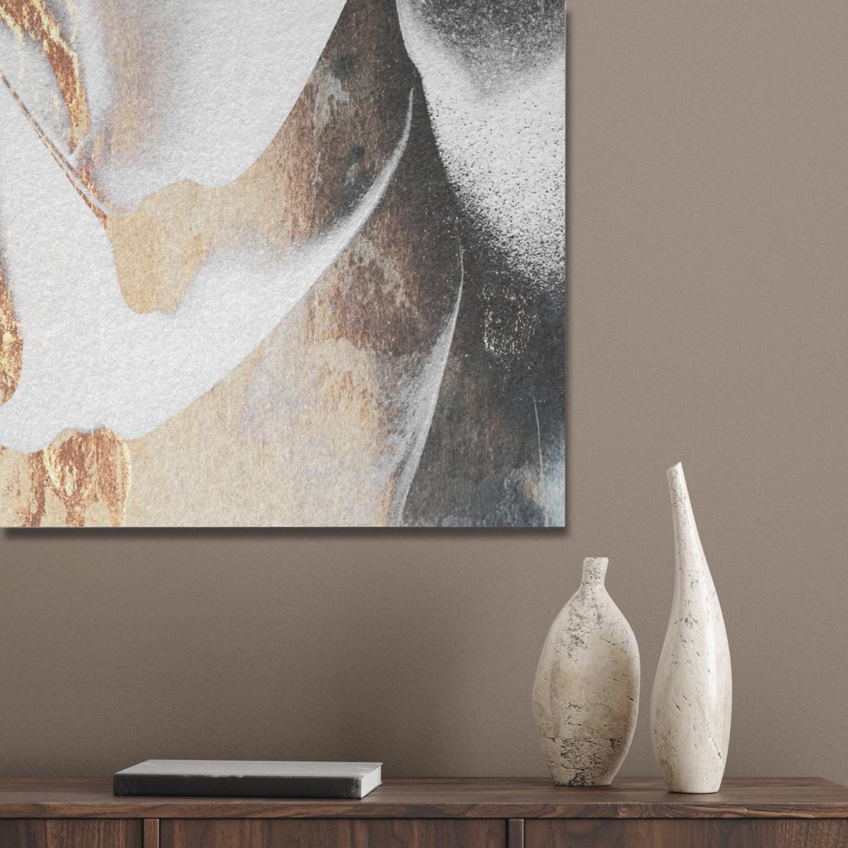 AKUSTIKBILD Luxus - Abstrakt - Gold - Weiß Akustikpaneele 90x90 cm - Goldfarben, Kunststoff (90/90/0.9cm) - MuchoWow