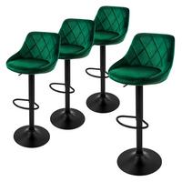 BARHOCKER 4er Set aus Samt Grün höhenverstellbar/drehbar - Schwarz/Grün, Metall (37/106/47cm) - ML-DESIGN