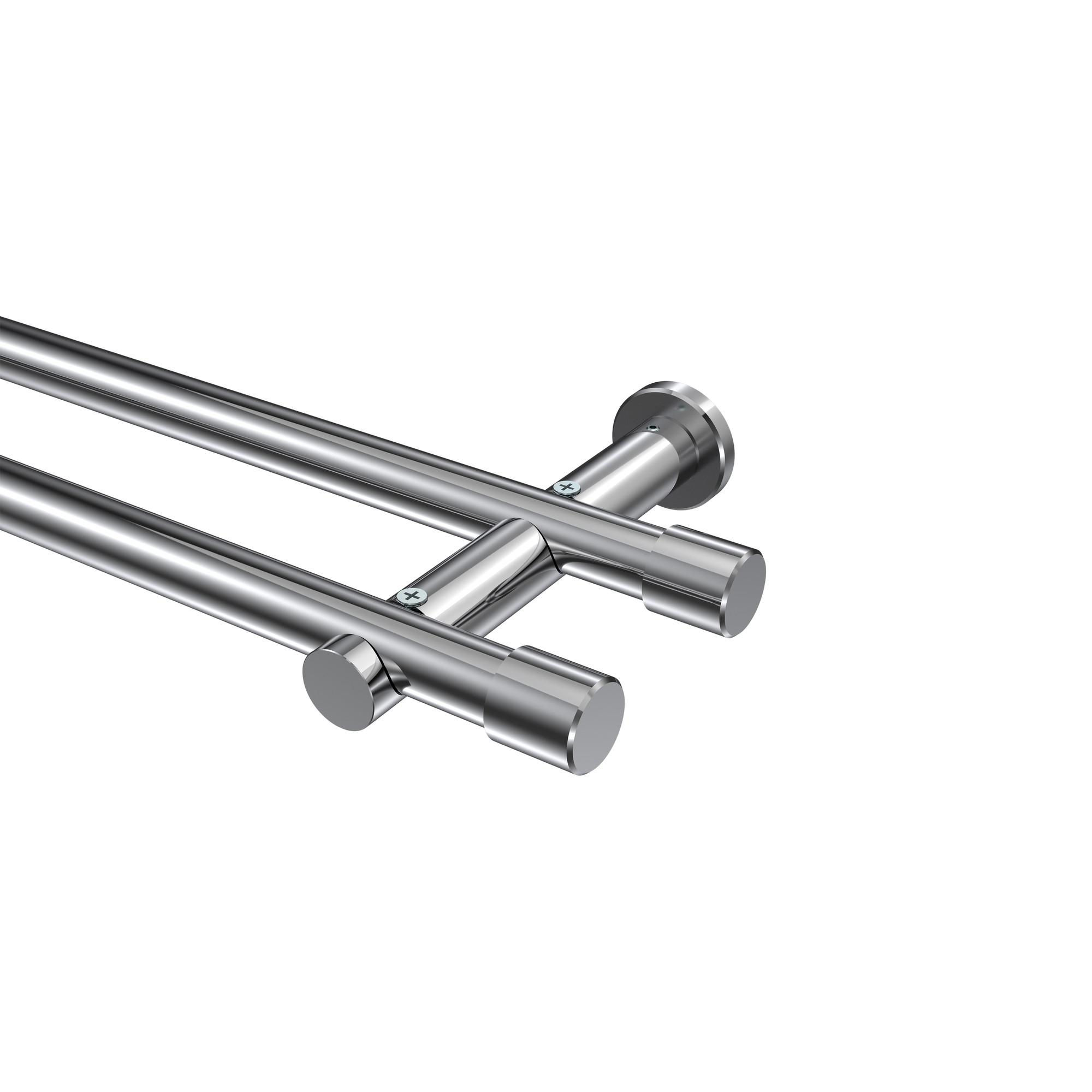 GARDINENSTANGE Platon Santo 160 cm, 2-läufig (ohne Ringe), 20 mm Ø Chrom - Chromfarben, Metall (160cm) - INTERDECO