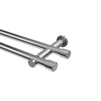 GARDINENSTANGE Platon Santo 160 cm, 2-läufig (ohne Ringe), 20 mm Ø Chrom - Chromfarben, Metall (160cm) - INTERDECO