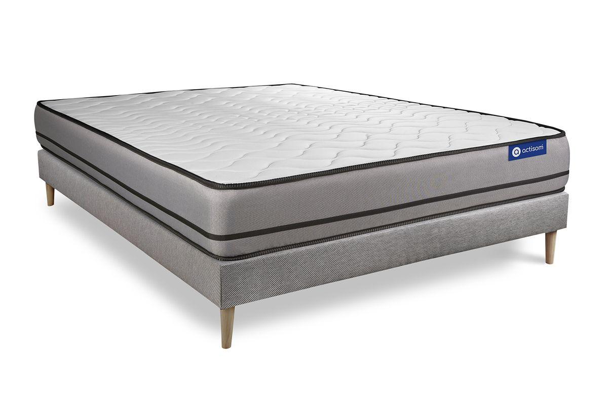 BETT Actilatex night Latex und Memory-Schaum 160 x 200 cm h4 - Kit Bettgestell Grau - Beige/Grau, Karton/Holz (160/200cm) - ACTISOM