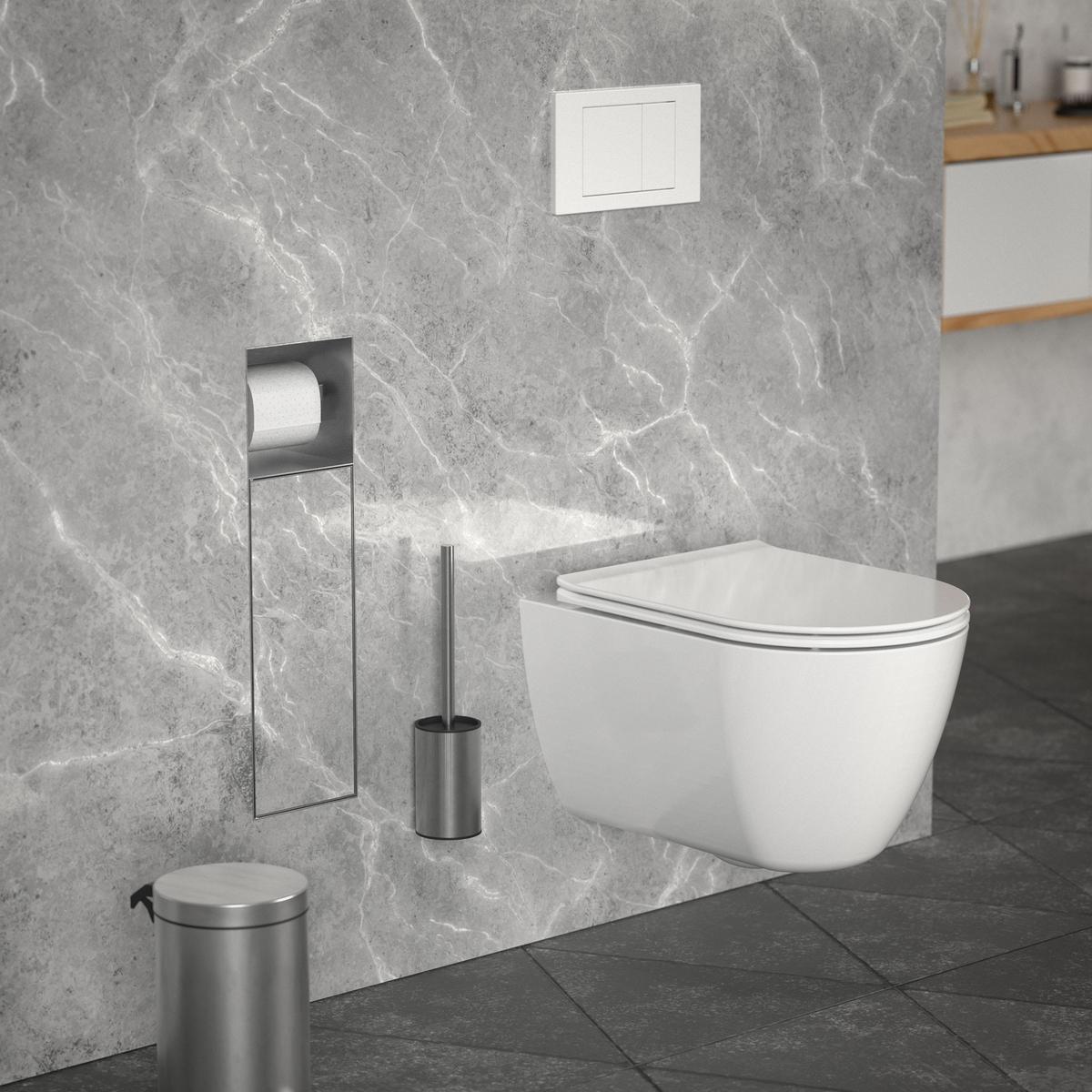 UNTERPUTZ-SCHRANKMODUL WC aus Edelstahl Silber 60x20x14 cm - Silberfarben, Metall (14/60/20cm) - LuxeBath