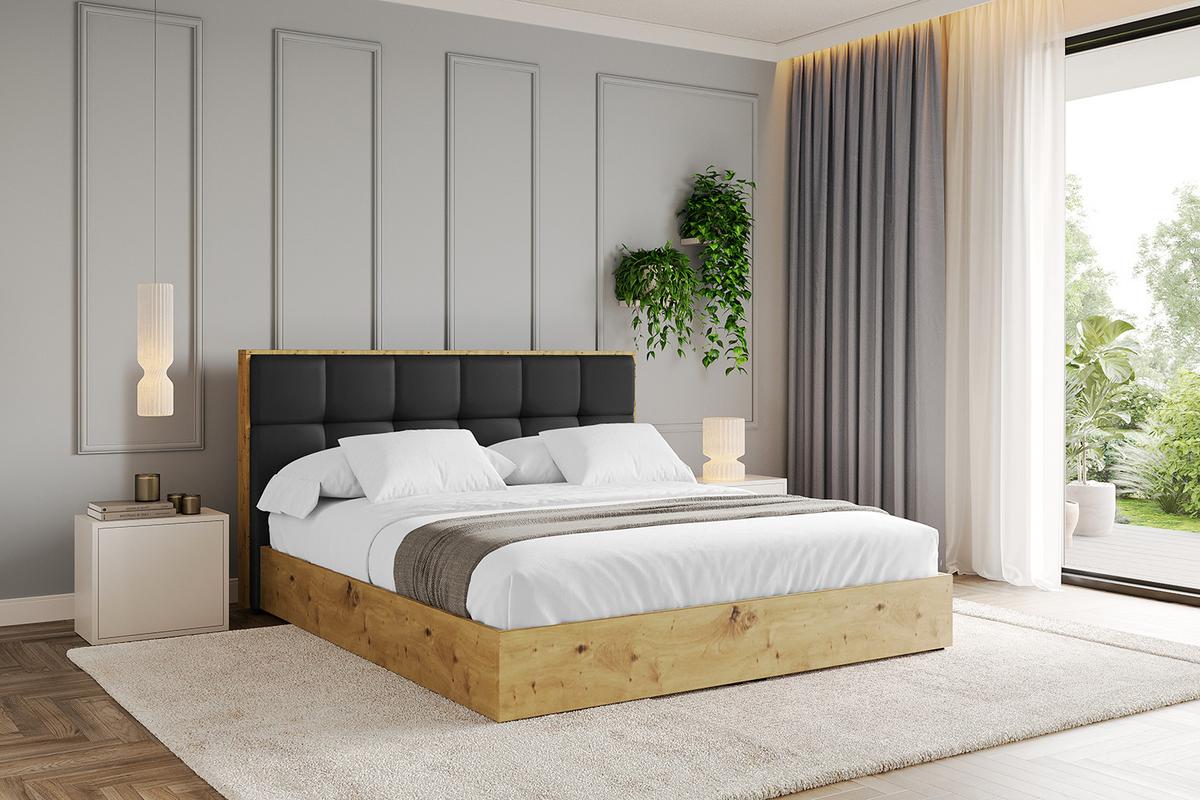 POLSTERBETT mit Bettkasten und Lattenrost, Boxbett ohne Matratze - ENZO7 140x200 - Schwarz Hochglanz, Holzwerkstoff/Textil (140/200cm) - ALTDECOR
