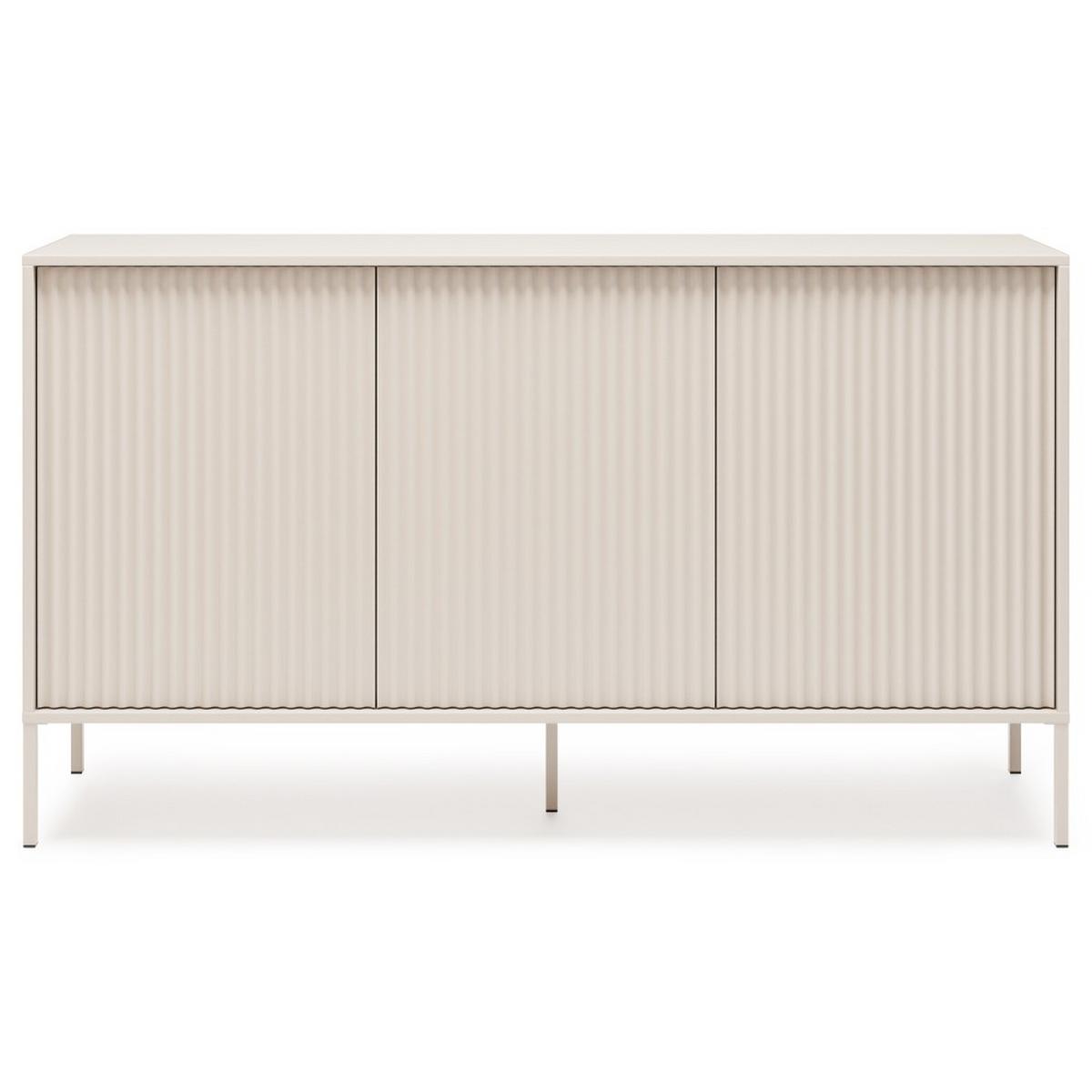 KOMMODE Noto mit 3 Türen und geriffelten Fronten, 154 cm - Kaschmir, Holzwerkstoff (154/38/87cm) - Beautysofa