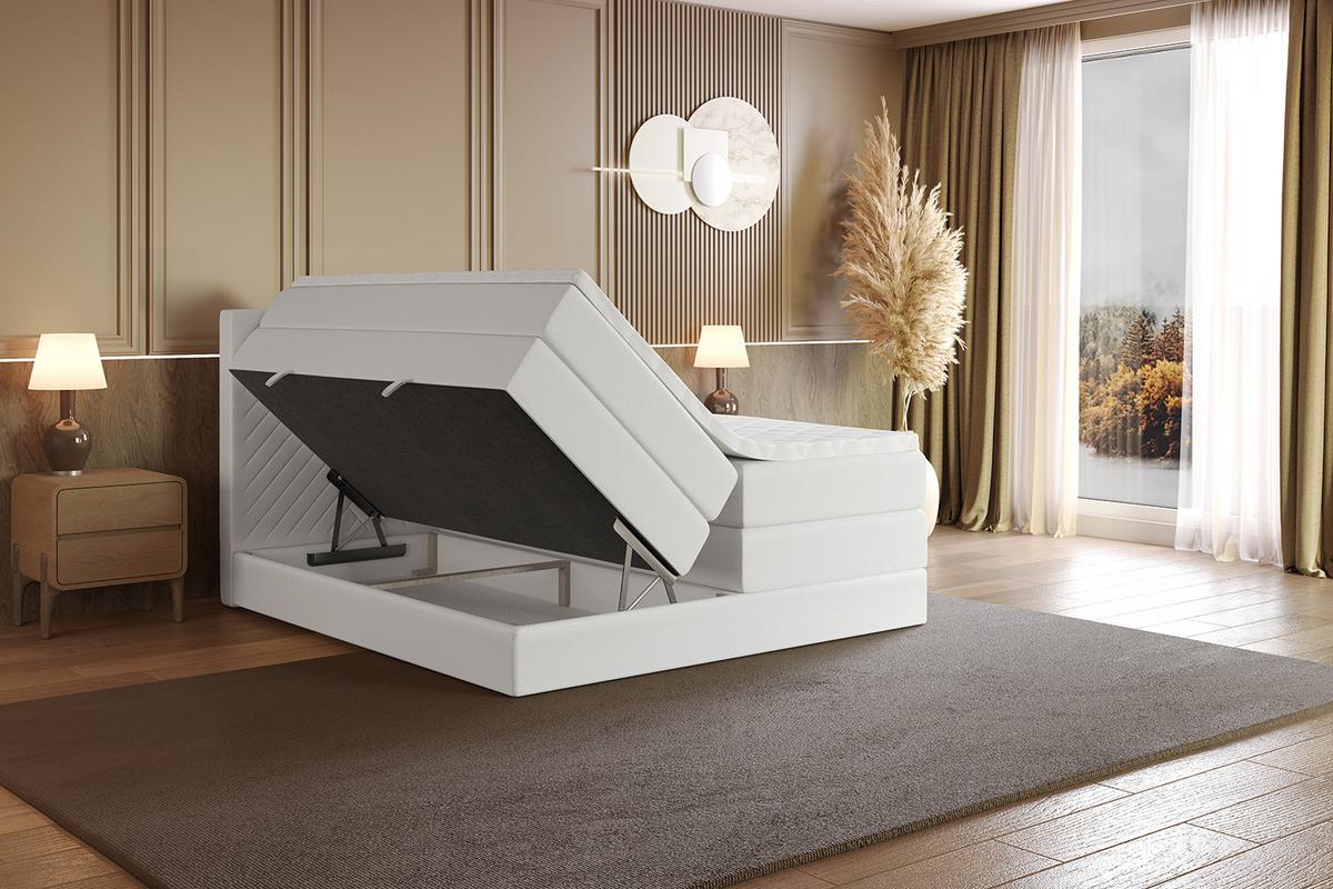 BOXSPRINGBETT mit Matratze H3|H4 und Lattenrost - VEXA KING-120x200 - Weiß - Weiß, Holzwerkstoff (120/200cm) - ALTDECOR