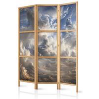 PARAVENT Japanischer 3-tlg 135x172 cm Wolken 3D Effekt - Multicolor, Holz/Textil (135/172/3cm) - Muralo