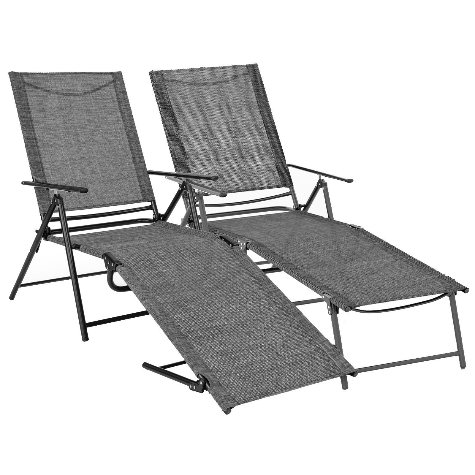 SONNENLIEGEN 2er-Set Grau - Grau, Metall (189/102/64cm) - COSTWAY