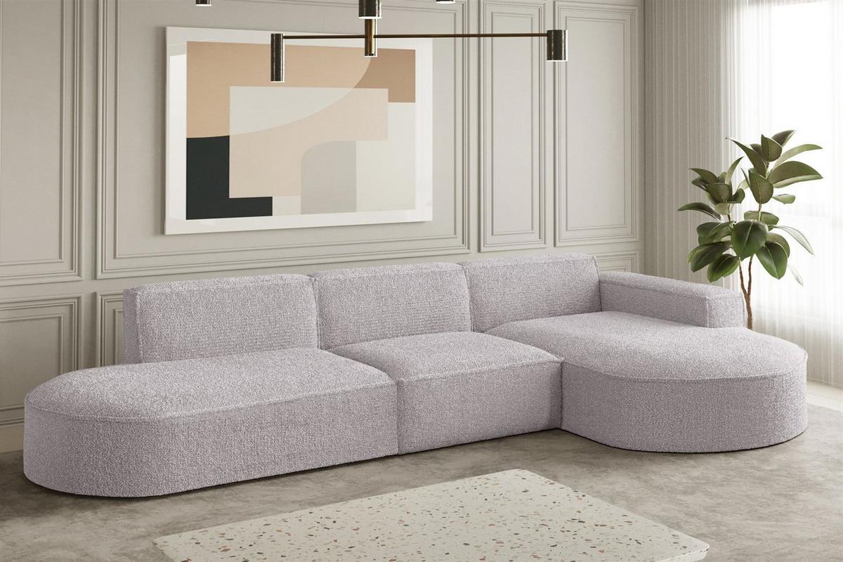 ECKSOFA Ottomane Palma Ascot Bukla - Rosa, Holzwerkstoff/Textil (296/165cm) - Fun Möbel