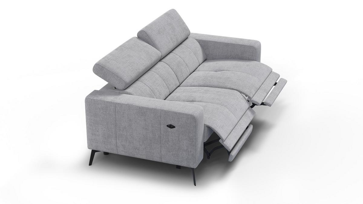 RELAXSOFA MORELLO 3-Sitzer, hellgrau, 2 x Relax Zero Gravity - Hellgrau, Holz/Textil (206/82/103cm) - Wozimo