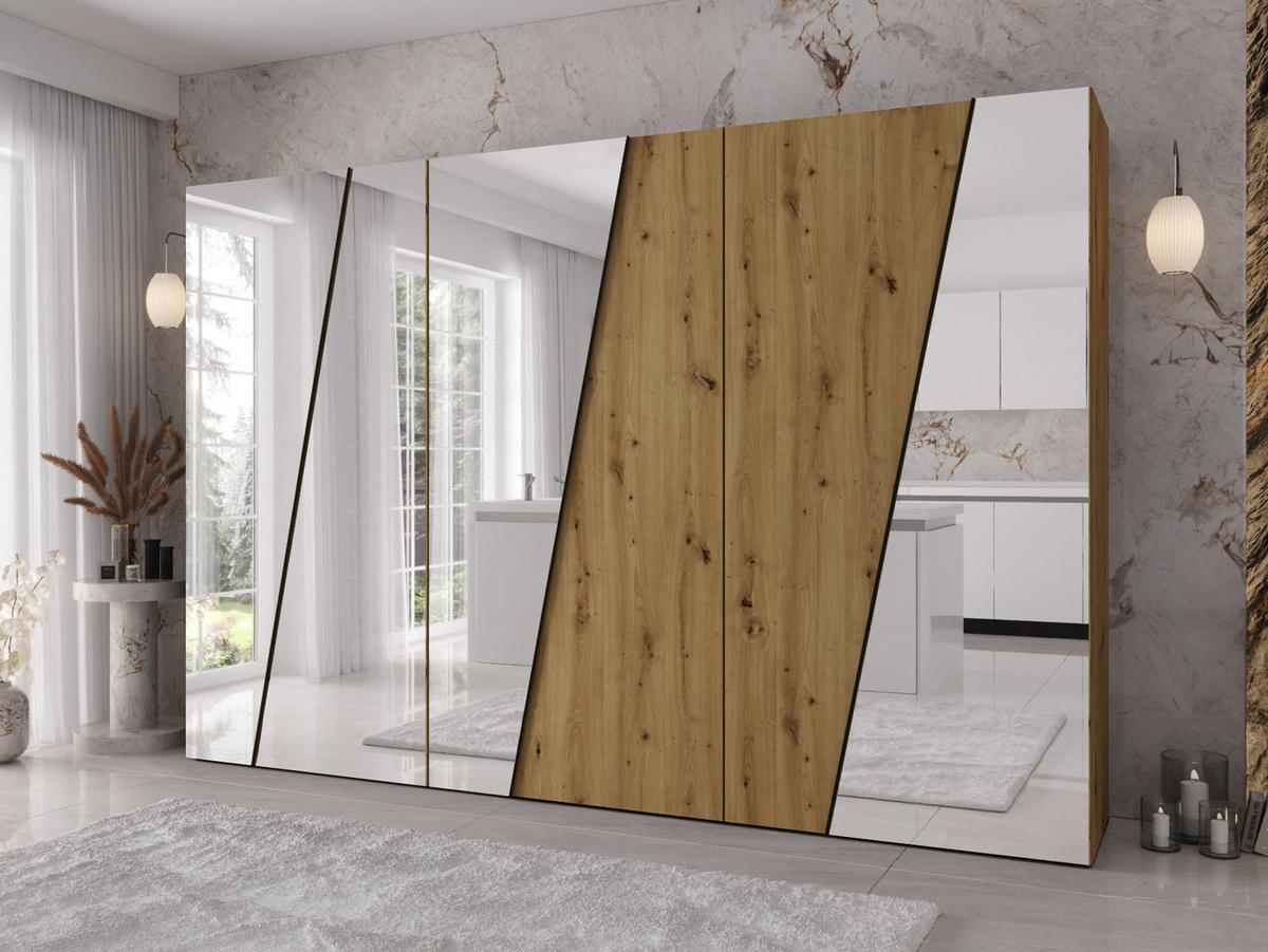 DREHTÜRENSCHRANK Zen 4L 300 cm - Schwarz/Eiche Artisan, Holzwerkstoff/Kunststoff (300/202/50cm) - MIRJAN24