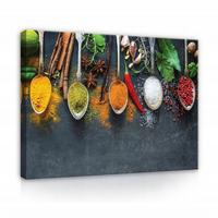 LEINWANDBILD Küche Gewürze Bilder 120x80 - Multicolor, Holzwerkstoff (120/80cm) - Wallarena