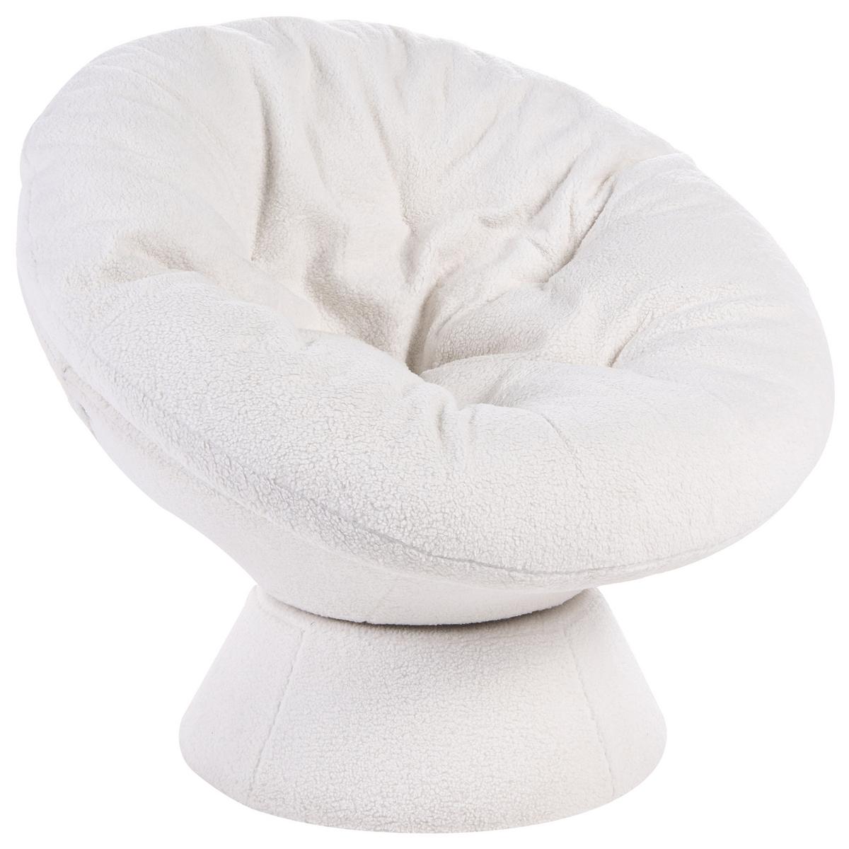 DREHSESSEL Bouclé Cremeweiß Ringsted - Weiß, Textil (102/85/90cm) - Beliani