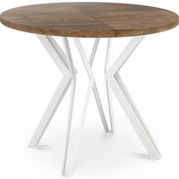 ESSTISCH Austin runder ausziehbarer, Lefkas Eiche 100-180/100/76 cm - Alteiche/Weiß, Holzwerkstoff/Metall (100/180/76cm) - WFL GROUP