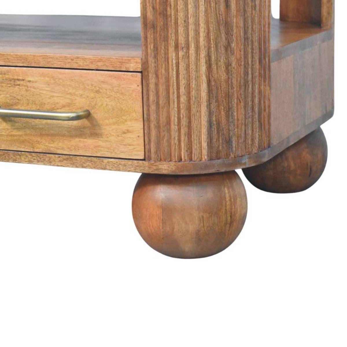 COUCHTISCH Briarwood Geriffelt, 2 Schubladen und Offenes Regal, Hellbraun - Beige/Messingfarben, Holz/Metall (55/85/46cm) - Artisan Furniture
