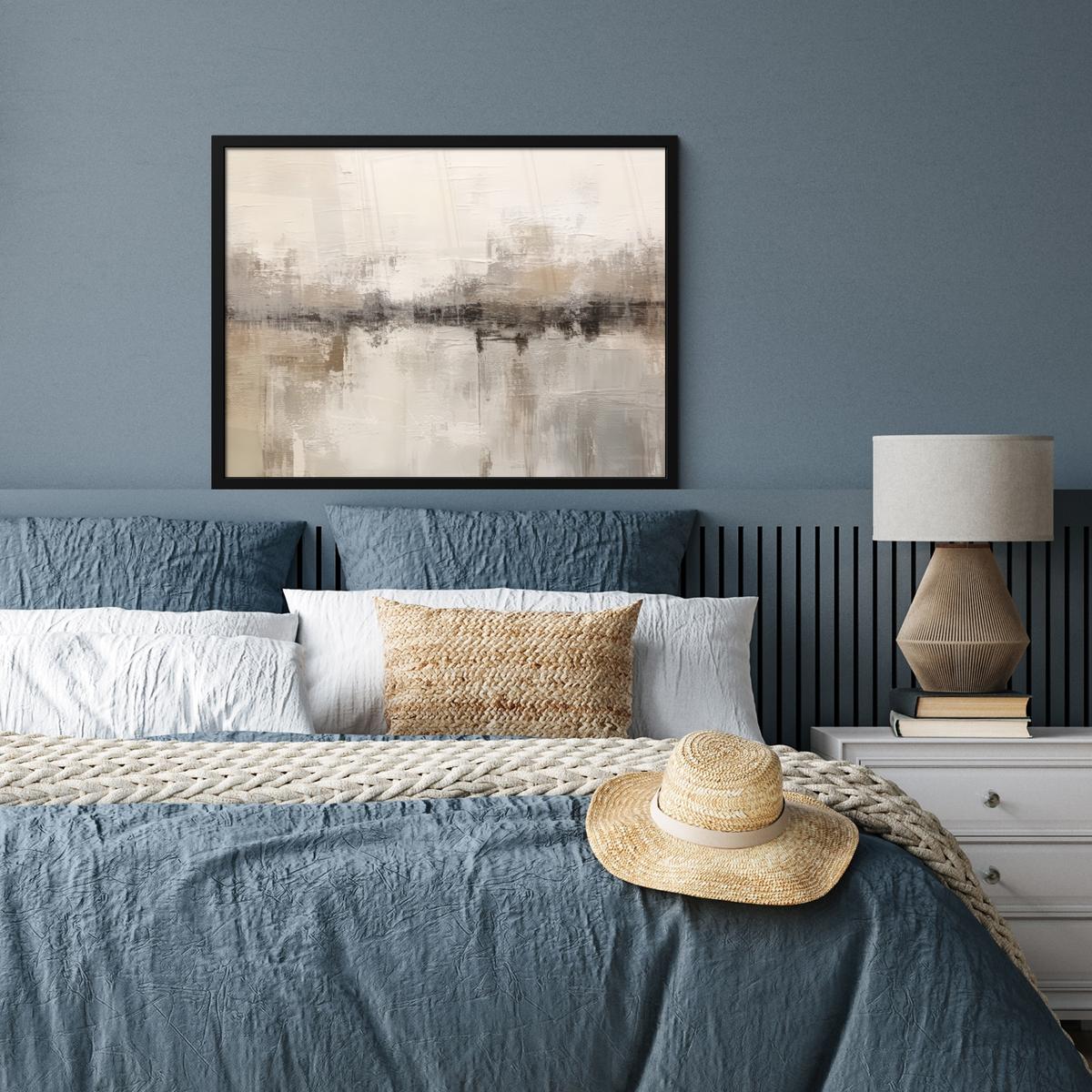POSTER MIT RAHMENGERAHMTES BILD Moderne Kunst - Abstrakt - Beige 80x60 cm - Beige, Papier (80/60cm) - MuchoWow