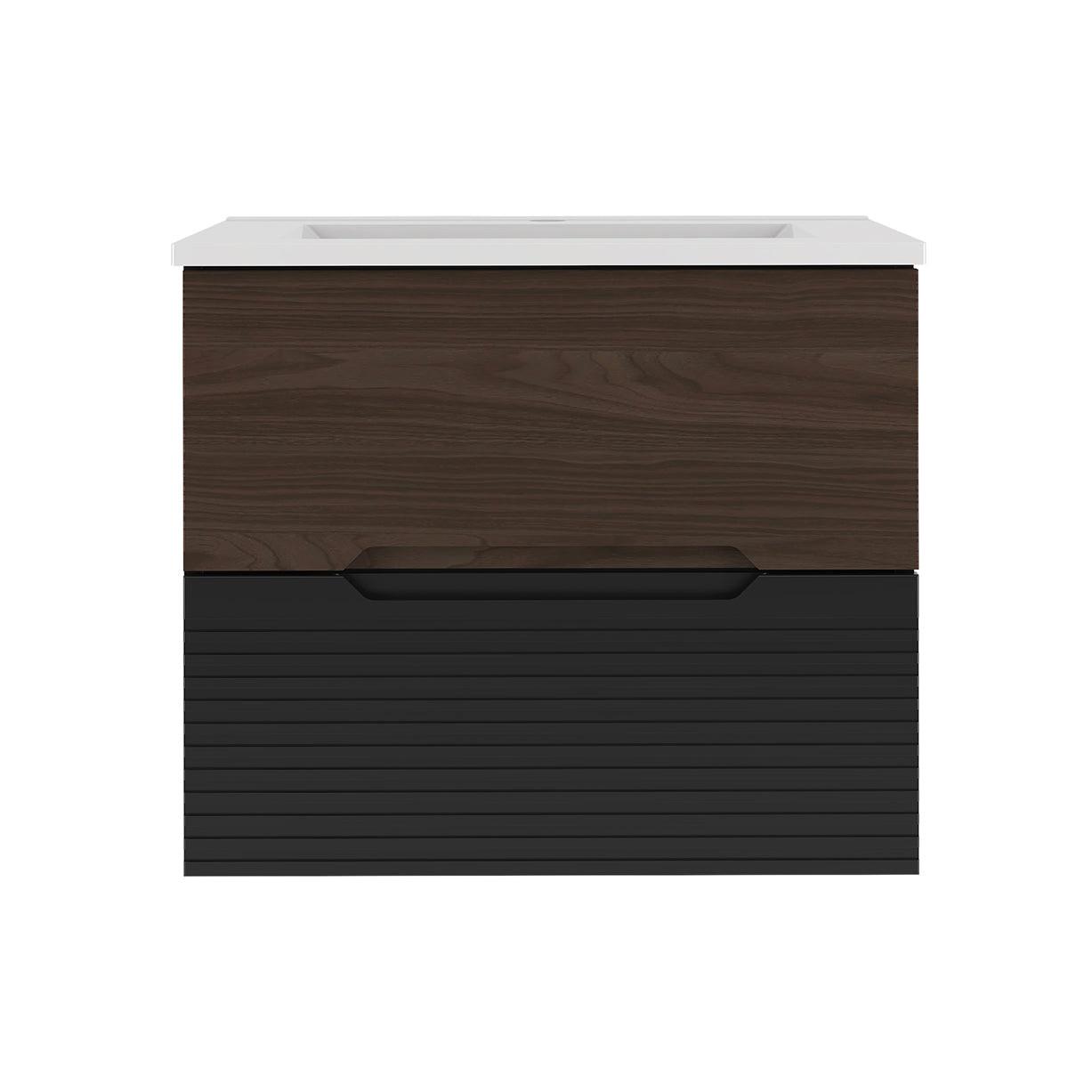 WASCHTISCH 60cm Sylla Schwarz und Holz - Schwarz, Holzwerkstoff (60/50/45.8cm) - Petits-meubles