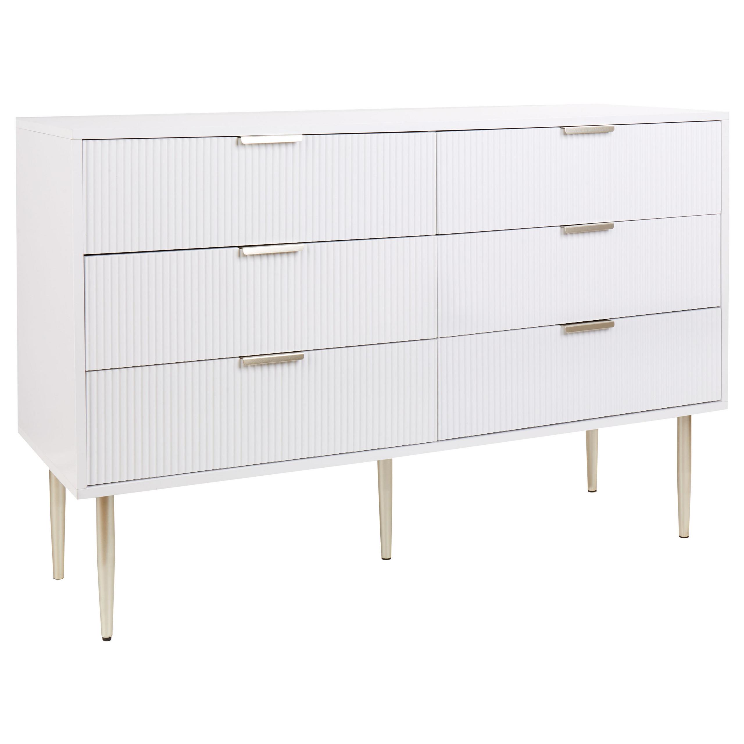 KOMMODE mit 6 Schubladen Weiß Soho - Weiß, Holzwerkstoff (120/78/40cm) - Beliani