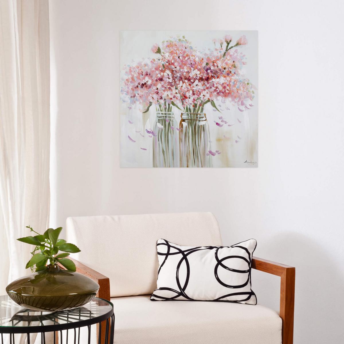 ÖLGEMÄLDE 80/80 cm - Pink, Holz/Textil (80/80cm) - KUNSTLOFT