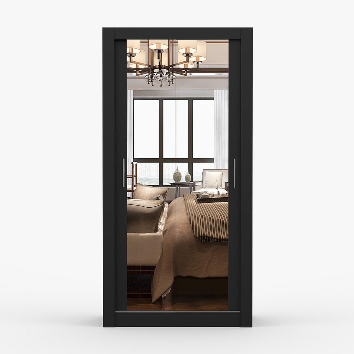 KLEIDERSCHRANK Milan 100 cm, 100/200/64, 2-türig, schwarz - Schwarz, Holzwerkstoff (100/200/64cm) - imoebel24