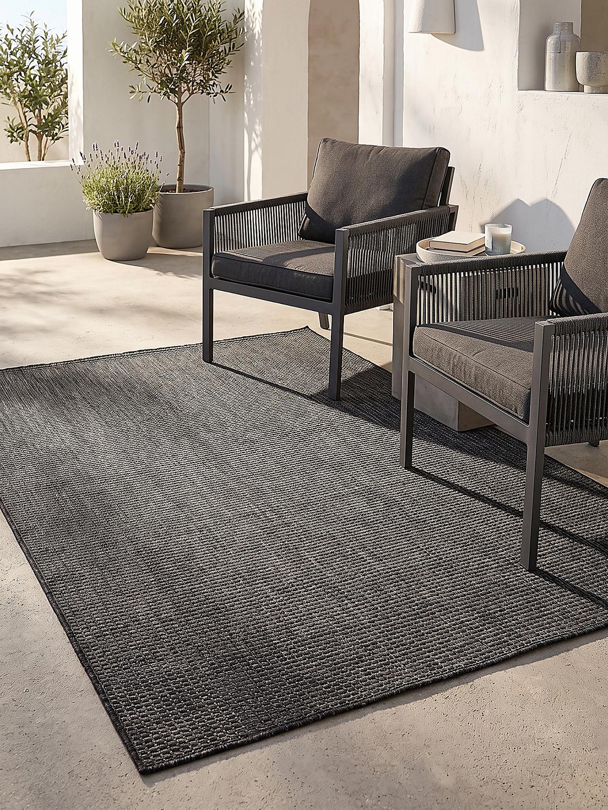 TEPPICH Flachgewebe, Outdoor, Fußbodenheizung-geeignet, VIGOLENO in Anthrazit, 280 x 370 cm - Anthrazit, Textil (280/370cm) - KADIMA DESIGN