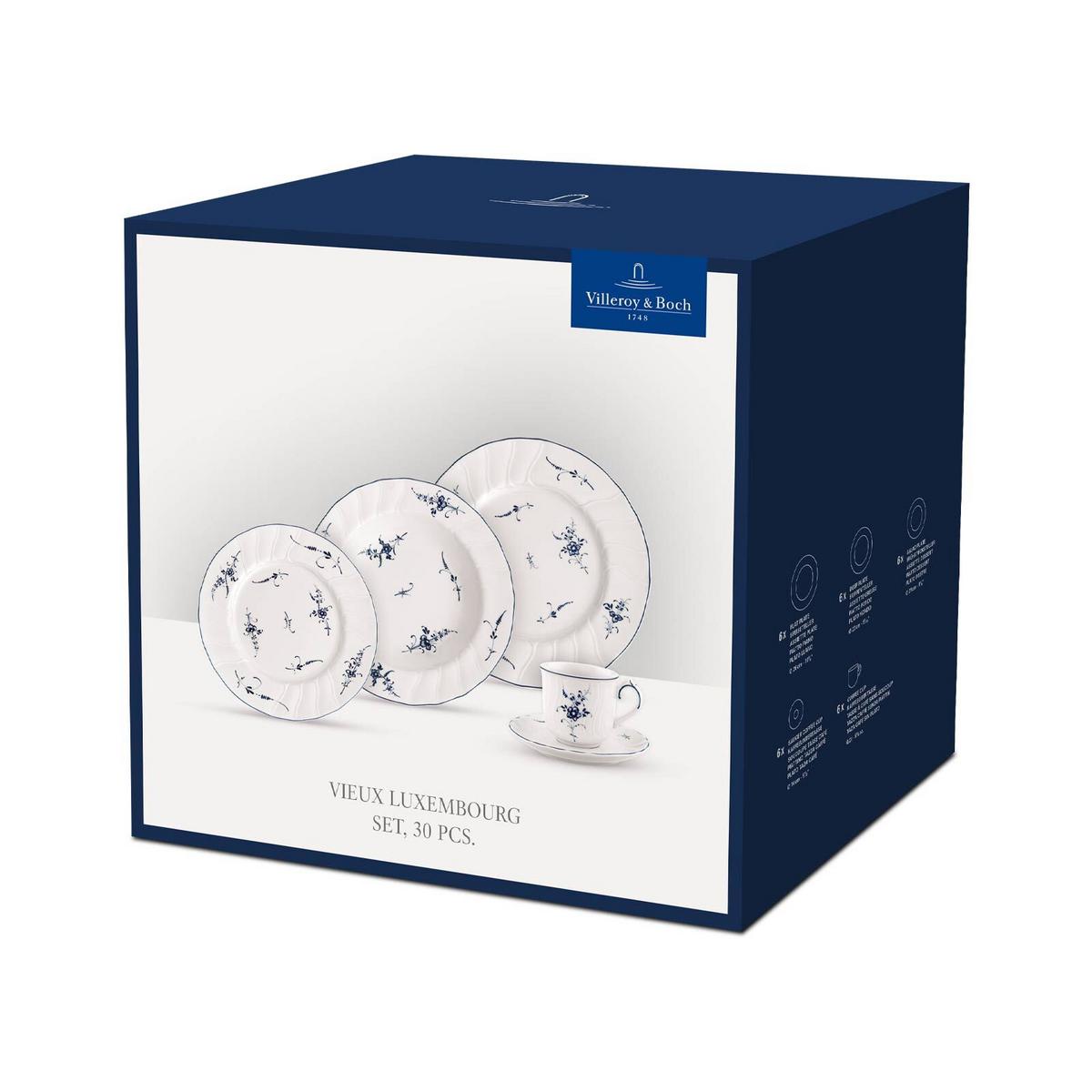 KOMBISERVICE Vieux Luxembourg weiß-blau 30-tlg. - Blau/Weiß, Keramik (2/2/2cm) - Villeroy & Boch