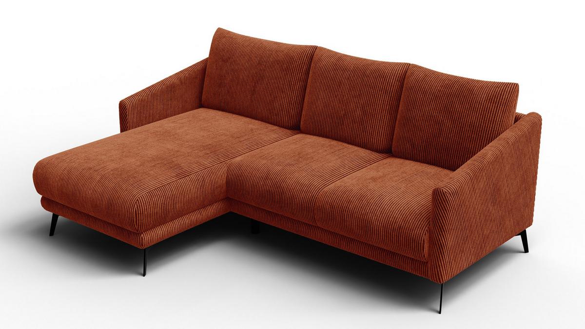 ECKSOFA VILT 3-Sitzer, orange - Schwarz/Orange, Holzwerkstoff/Textil (221/156cm) - Wozimo
