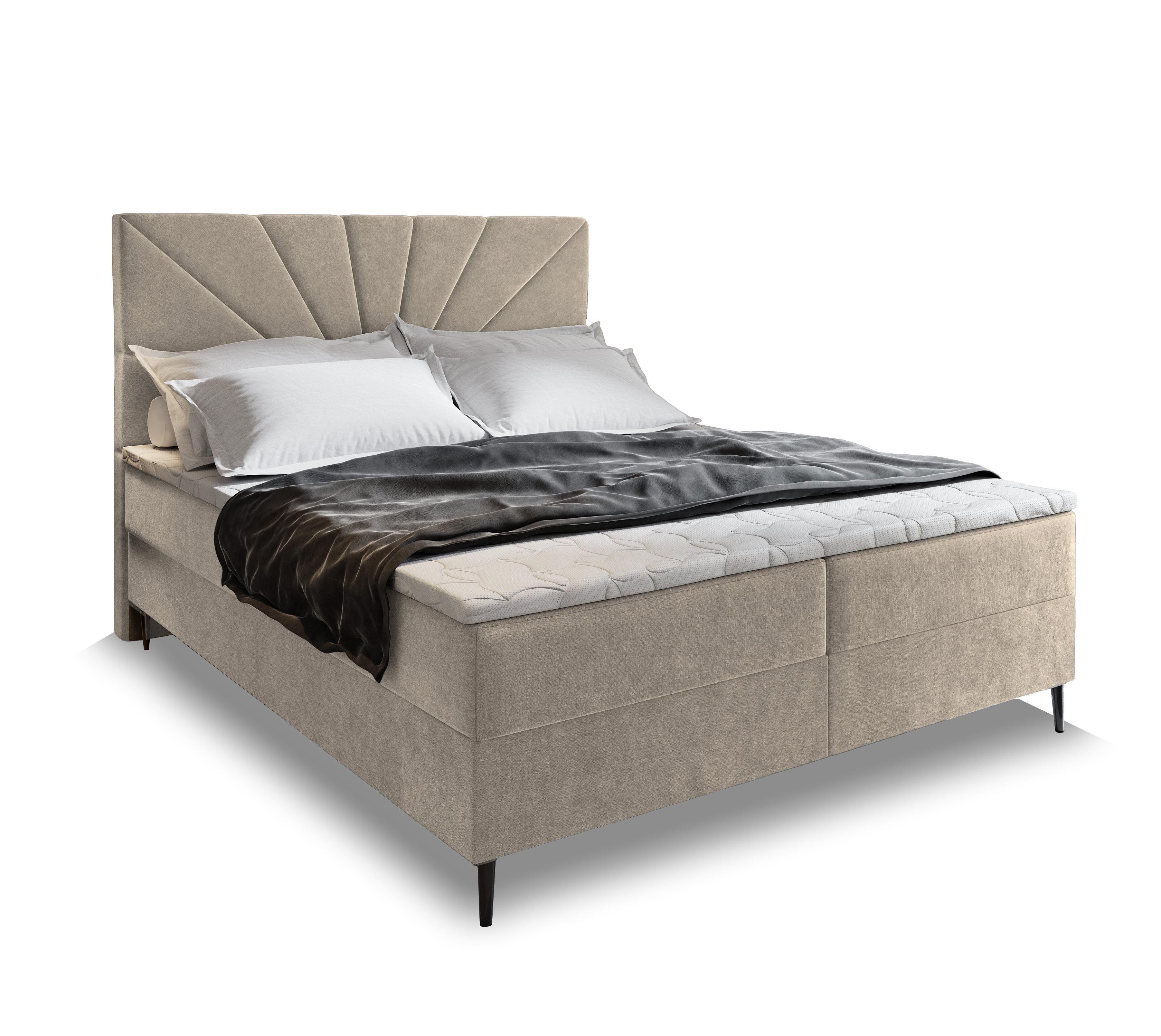 BOXBETT MURI 140x200 cm mit Matratze und Topper - Beige - Beige, Holz (140/200cm) - MASSENO