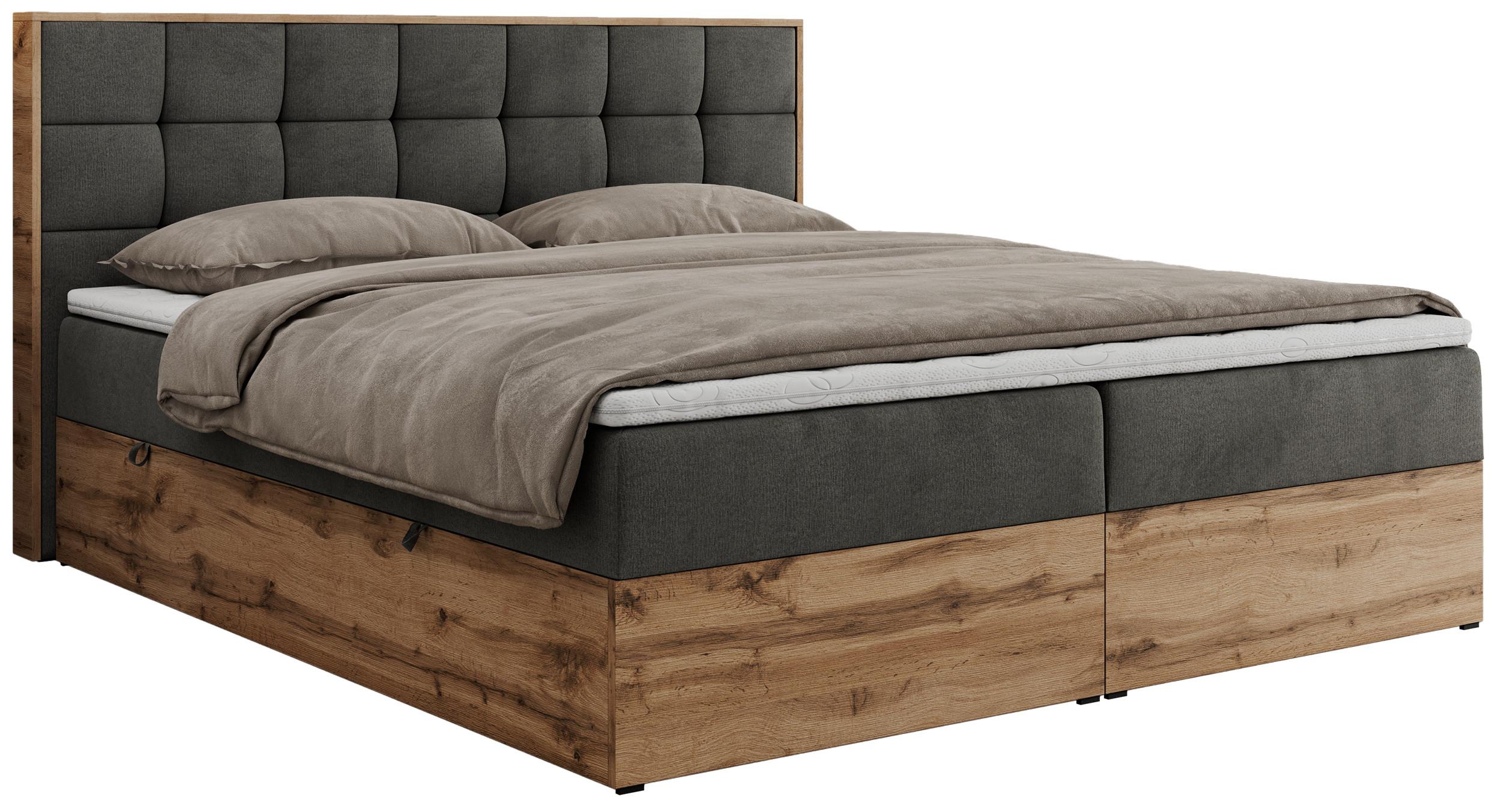 BOXBETT ALBERO 1 - 140/200 Dunkelgrau Velvet - H4 - Dunkelgrau, Holz/Textil (140/200cm) - MKS
