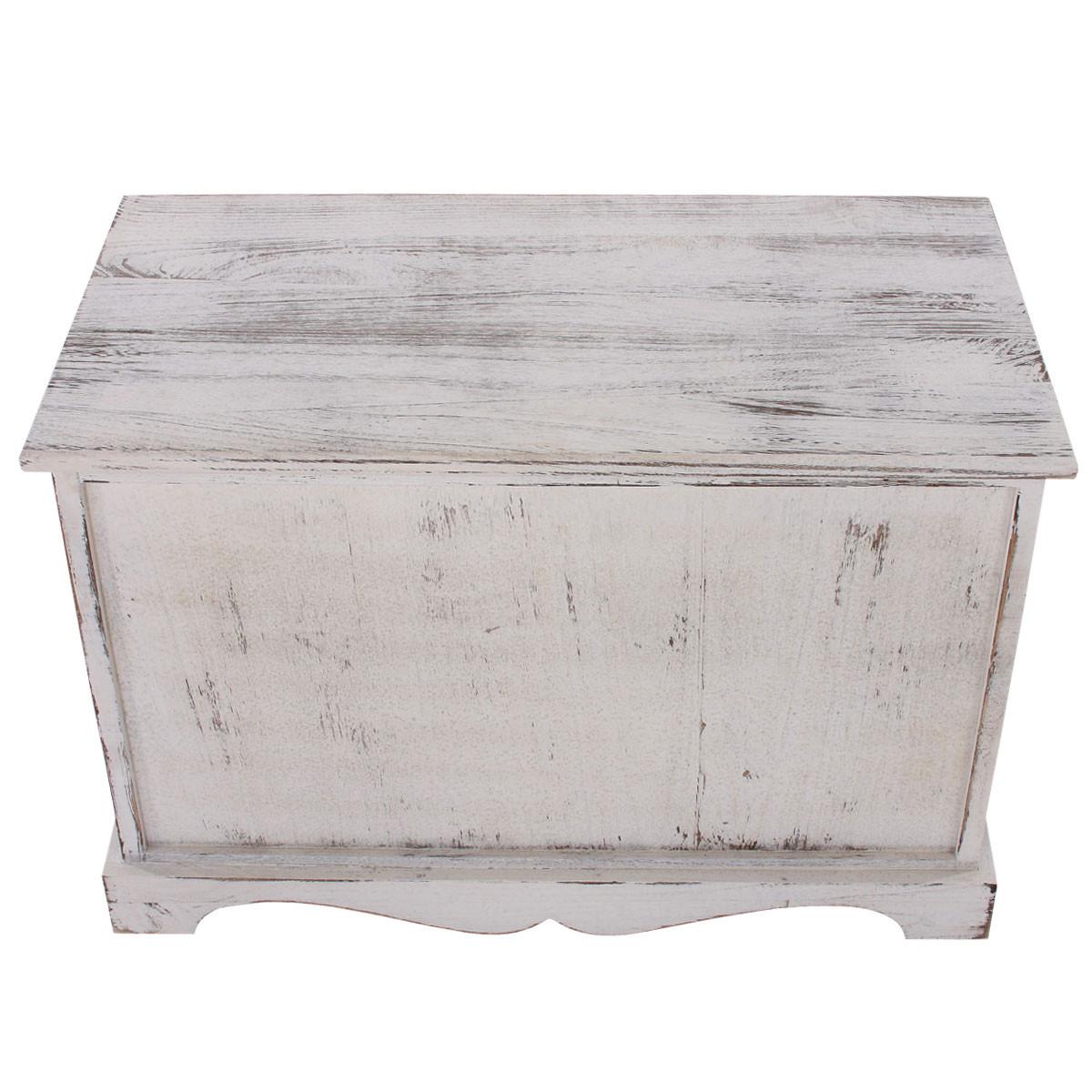 SITZBANK 2 KÖRBE SHABBY-LOOK Cremeweiß - Creme/Weiß, Holz (62/42/33cm) - MCW