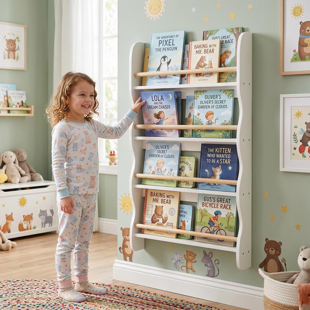 KINDER-BÜCHERREGAL MDF Kiefernholz Weiß - Weiß, Holzwerkstoff (10/98/60cm) - AIYAPLAY