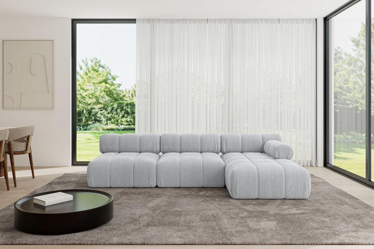 ECKSOFA modulares Sofa Razon-L2 - 285x160x70 cm Grau Cord - Grau, Holzwerkstoff/Textil (285/160cm) - ALTDECOR