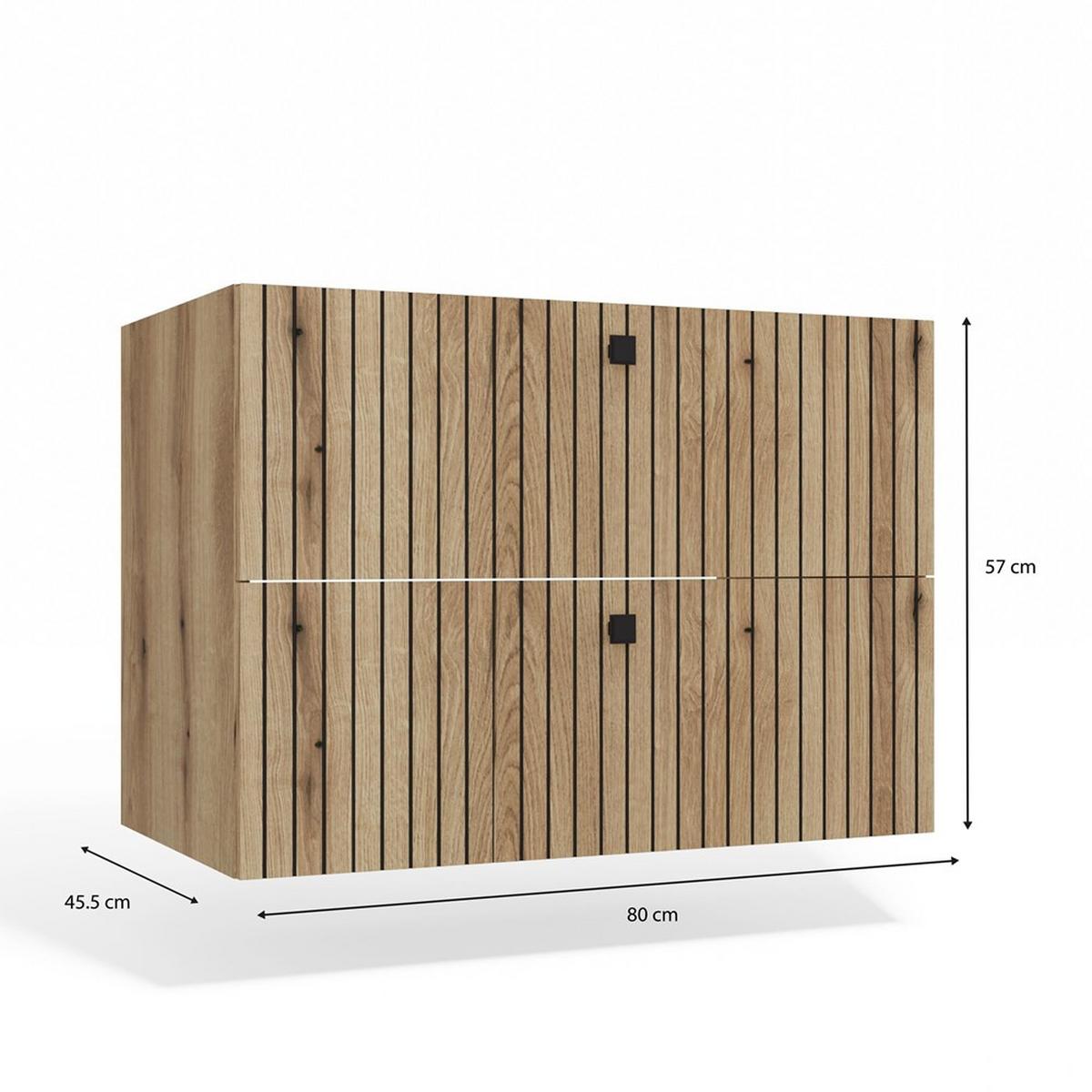 WASCHBECKENUNTERSCHRANK eiche 80/57/45,5 - Eichefarben, Holzwerkstoff (80/57/46cm) - RAUMHIRSCH FURNITURE