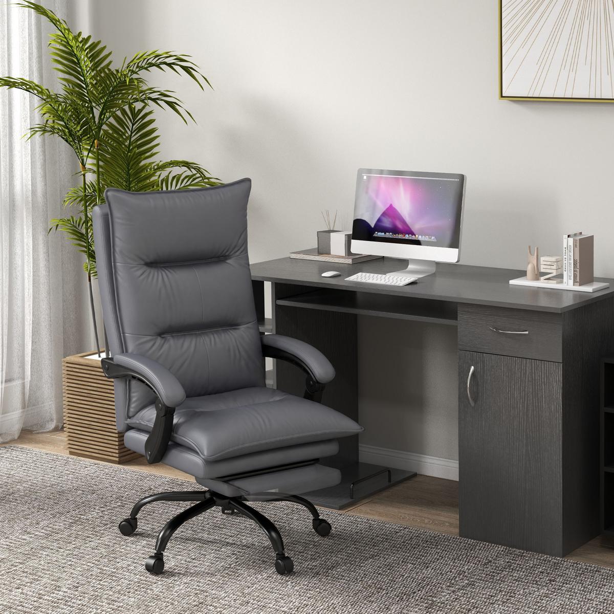 MASSAGE-BÜROSTUHL, Polyester, Schaumstoff, MDF, Stahl, Dunkelgrau - Dunkelgrau, Kunststoff (74/121.5/66cm) - Vinsetto