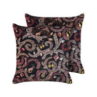 DEKOKISSEN 2er-Set Schwarz 45/45 cm Ricinus - Schwarz, Textil (45/45cm) - Beliani